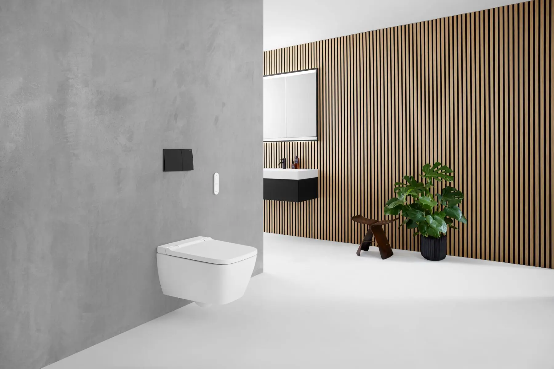 Geberit AquaClean Sela Square bílá lesklý chrom v moderní koupelně